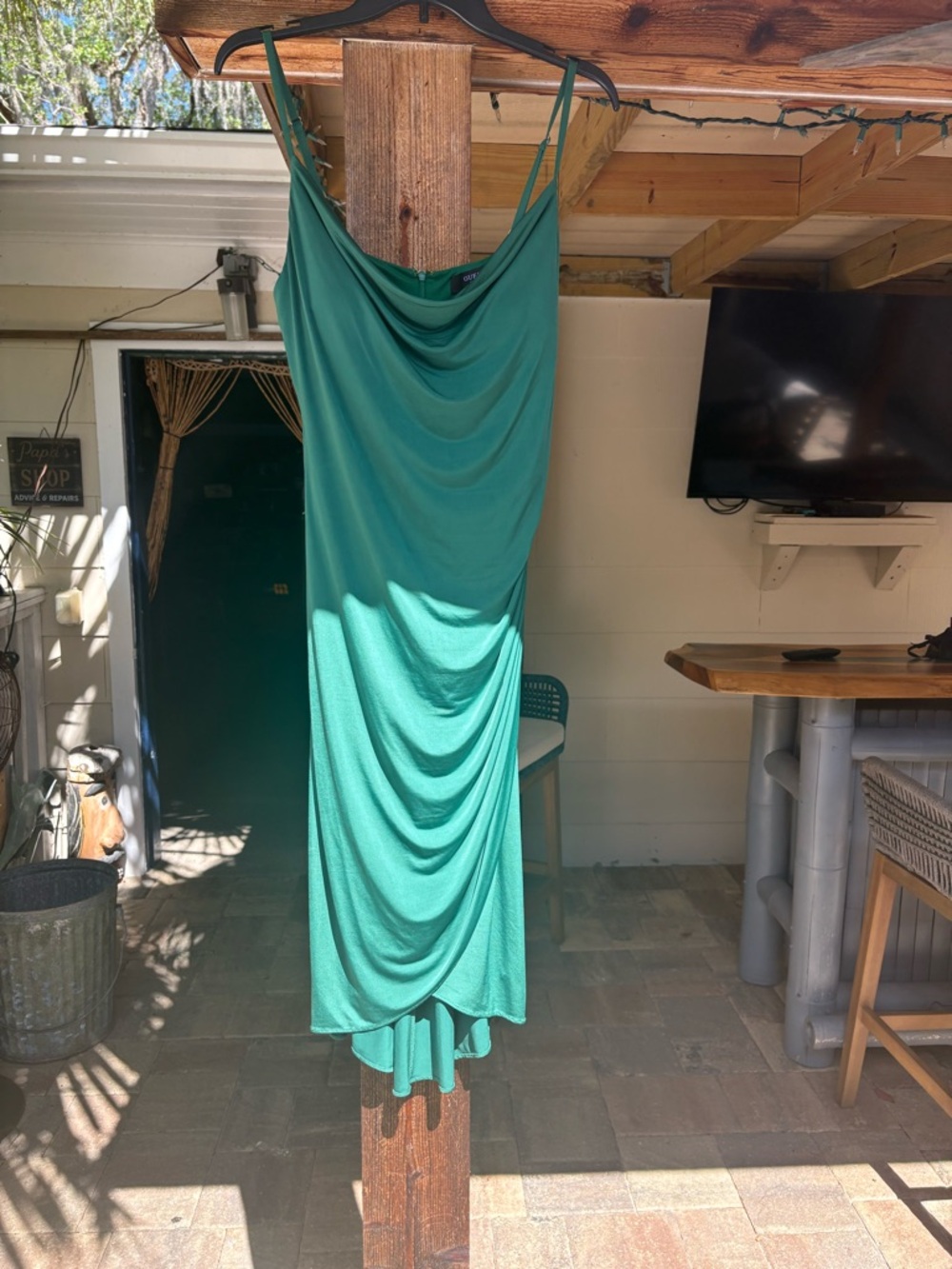 Guess Emerald Green Draped Slip Dress